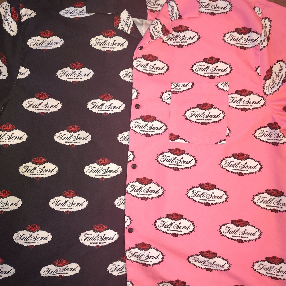 Full Send Men's Floral Casual Shirt - Pink and Black
